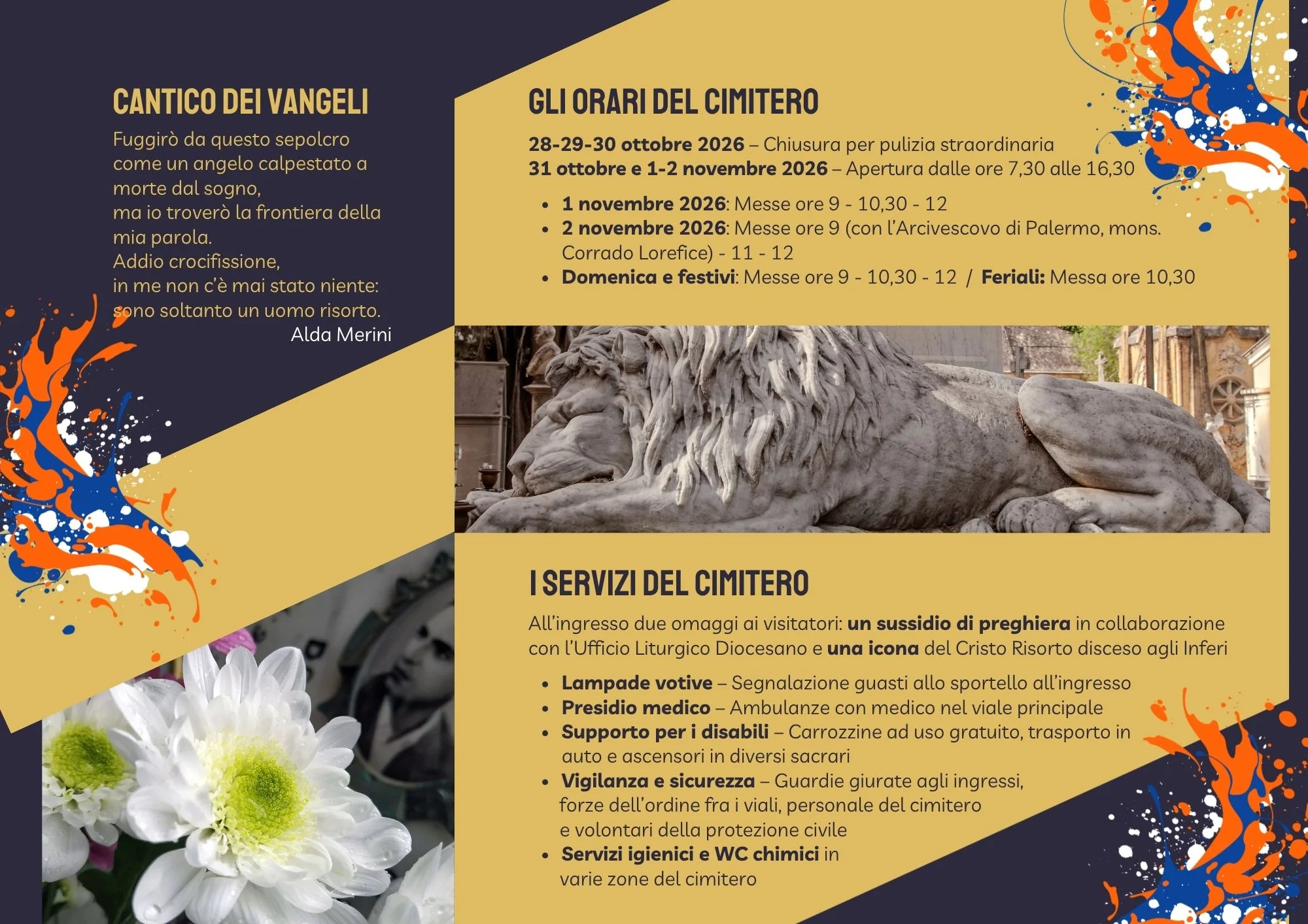 Commemorazione dei defunti. Iniziative, servizi e orari  del cimitero Sant’Orsola di Palermo 2