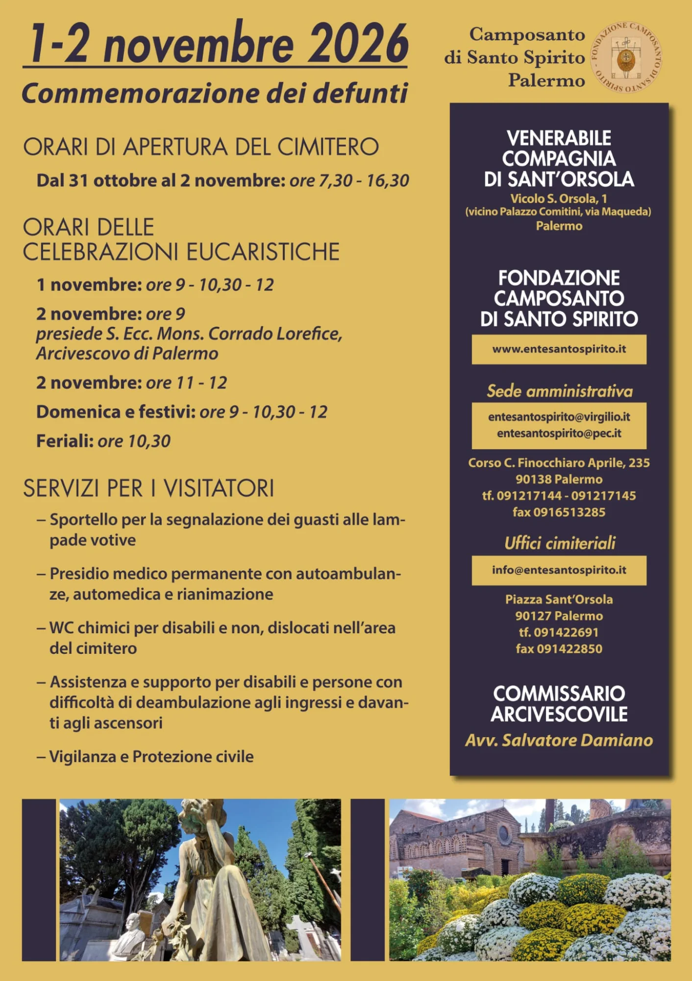 Commemorazione dei defunti. Iniziative, servizi e orari  del cimitero Sant’Orsola di Palermo 4